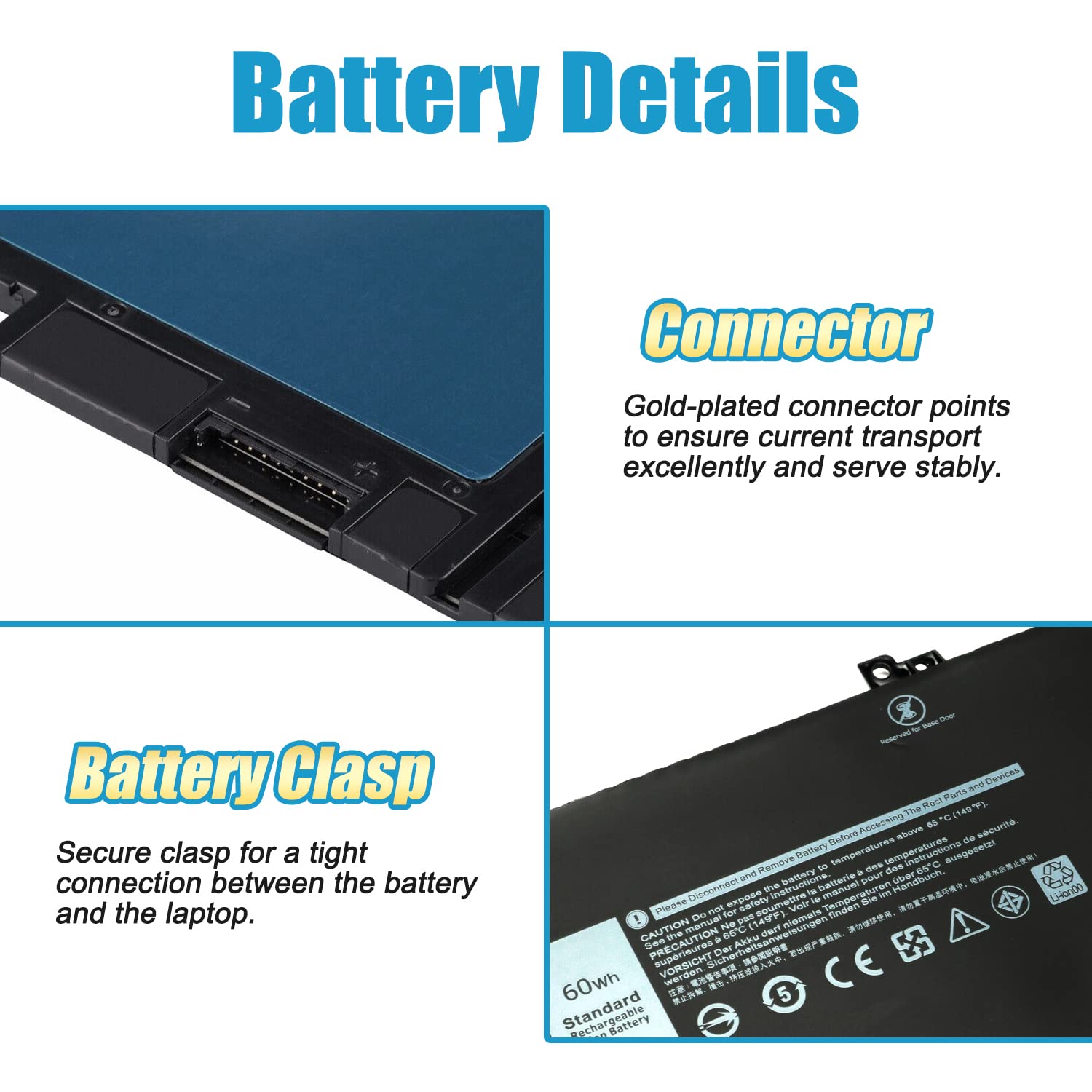 60WH F3YGT Laptop Battery Compatible with Dell Latitude 7490